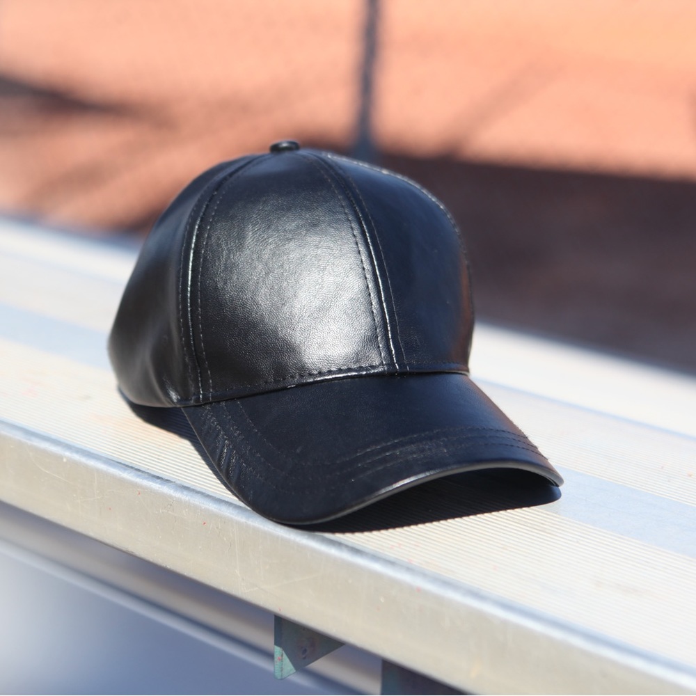 Faux leather baseball hat